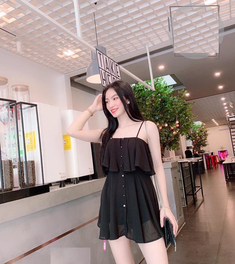 Đầm xòe 2 dây thời trang kiểu mới-sgr đ95