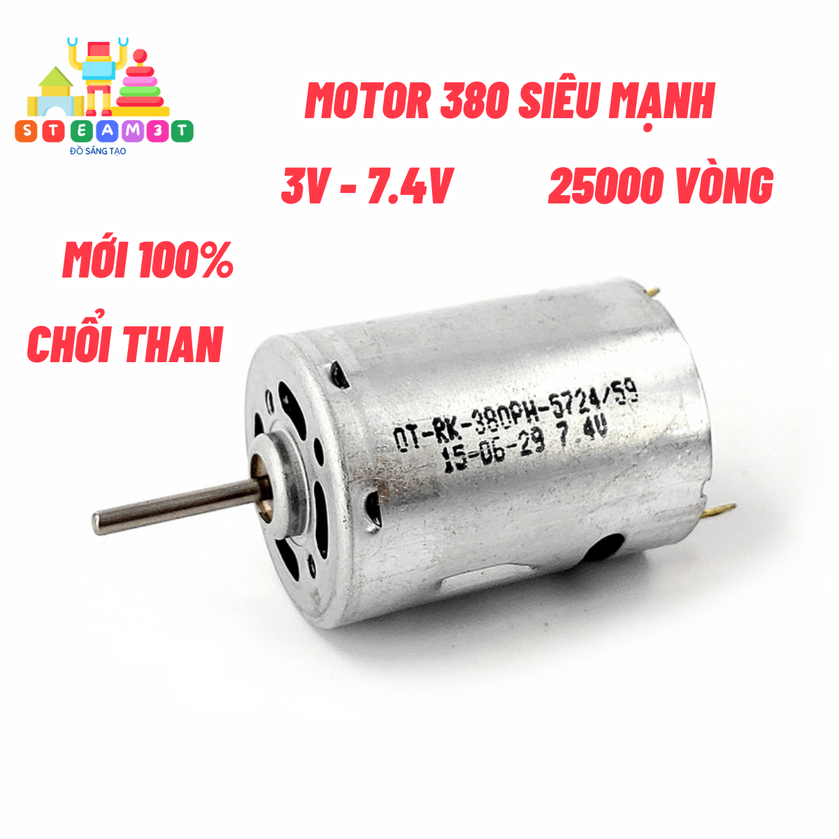 [HCM]Motor 380 3V - 7.4V - 12V mã RK-130PH-5524 tốc độ cao 47500 RPM dùng pin mômen xoắn lớn chế khoan làm xe thuyền RC - LK0160