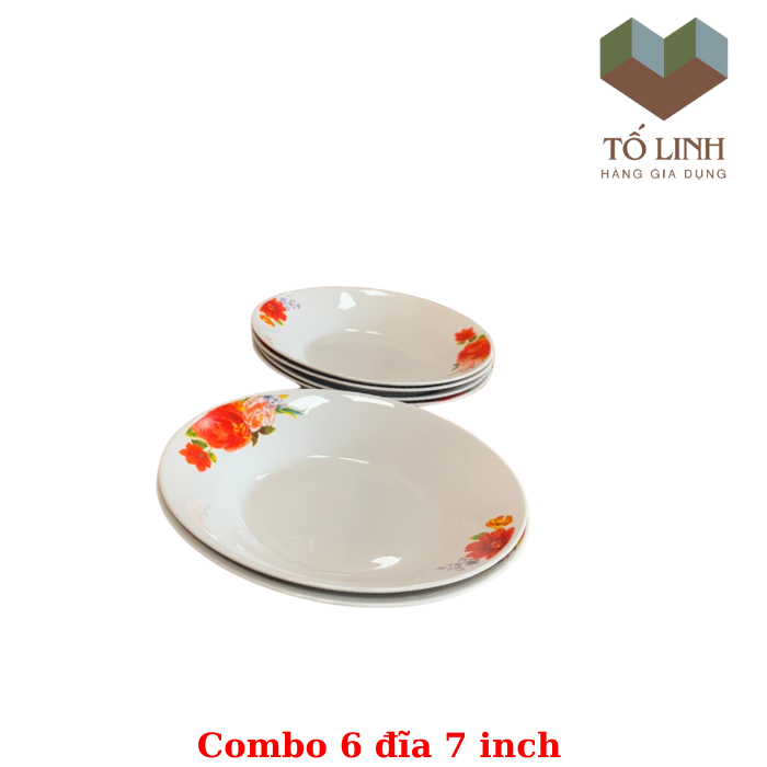 Combo 5 đĩa gốm sứ cao cấp 15.5cm,set bộ 5 đĩa gốm sứ cao cấp