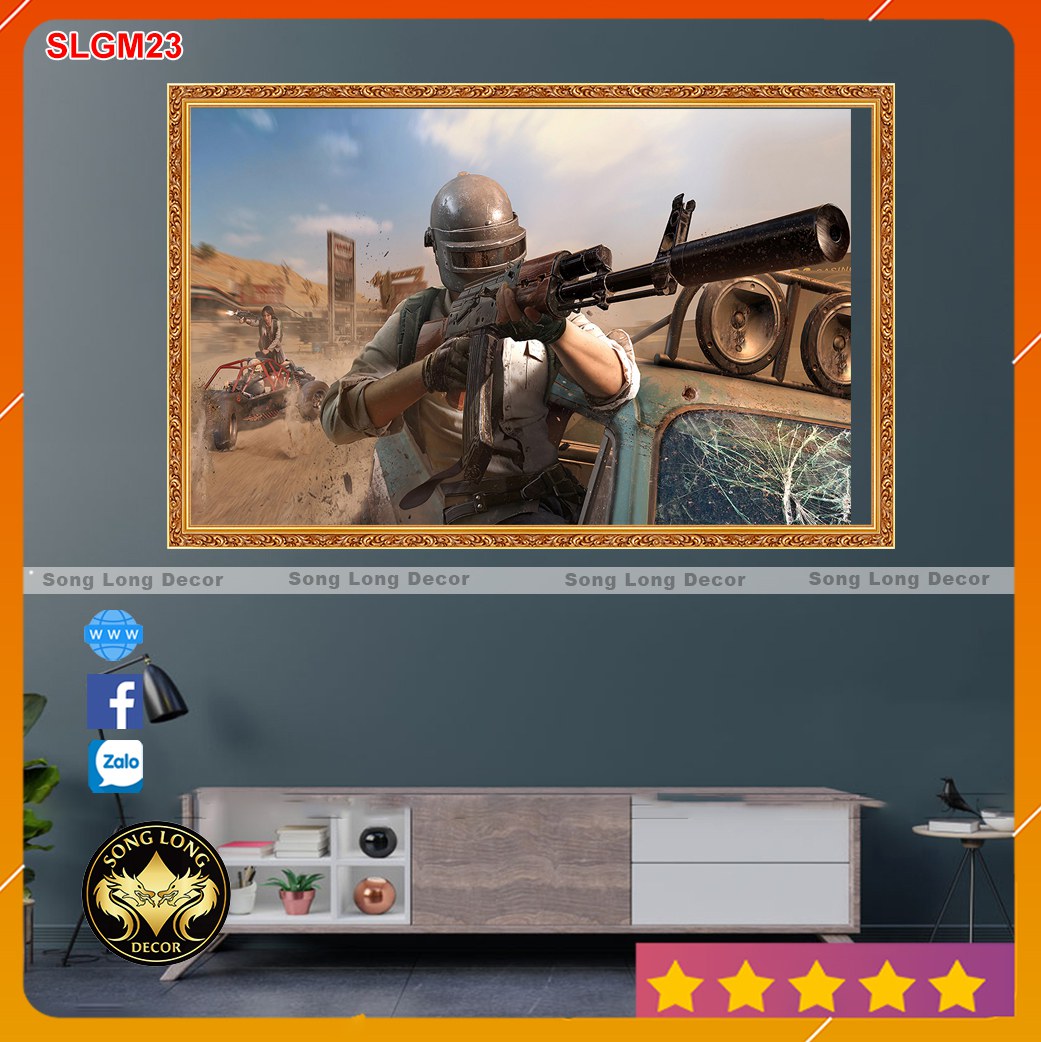 Tranh Dán Tường Gaming (PUBG) Player Unknown’s Battlegrounds -SLGM23- Tranh 3d Cho Game Thủ - Song Long Decor