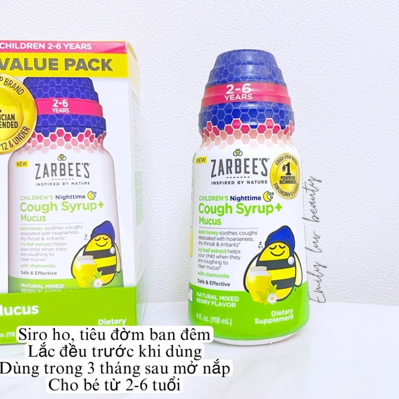 Siro ho tiêu đờm Zarbee’s Cough 118ml Mỹ