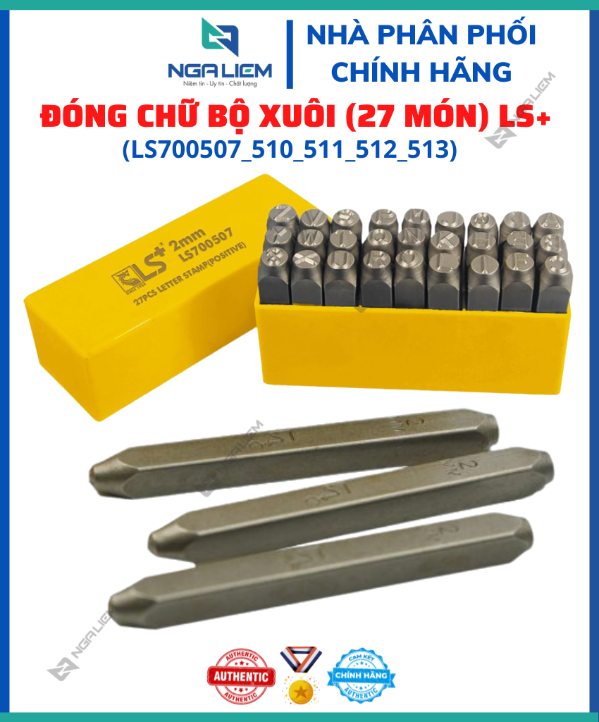 Đóng chữ bộ Xuôi LS+ (27 món) (2mm; 3mm; 4mm; 5mm; 6mm; 8mm; 10mm) (BỘ)