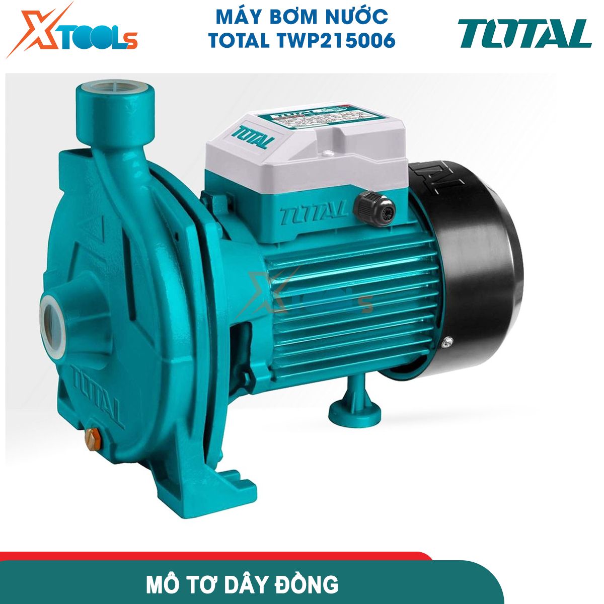 Máy bơm nước đẩy cao 45m 1500w Total lưu luowjgn 140l/p hút sâu 8m, motor bơm dây đồng 100% bảo hành 6 tháng xtools
