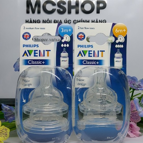 Núm ty Silicone Philips Avent Natural - 3 lỗ