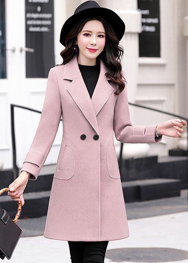 Áo khoác dạ cổ vest phối 2 nút cao cấp . qc400846