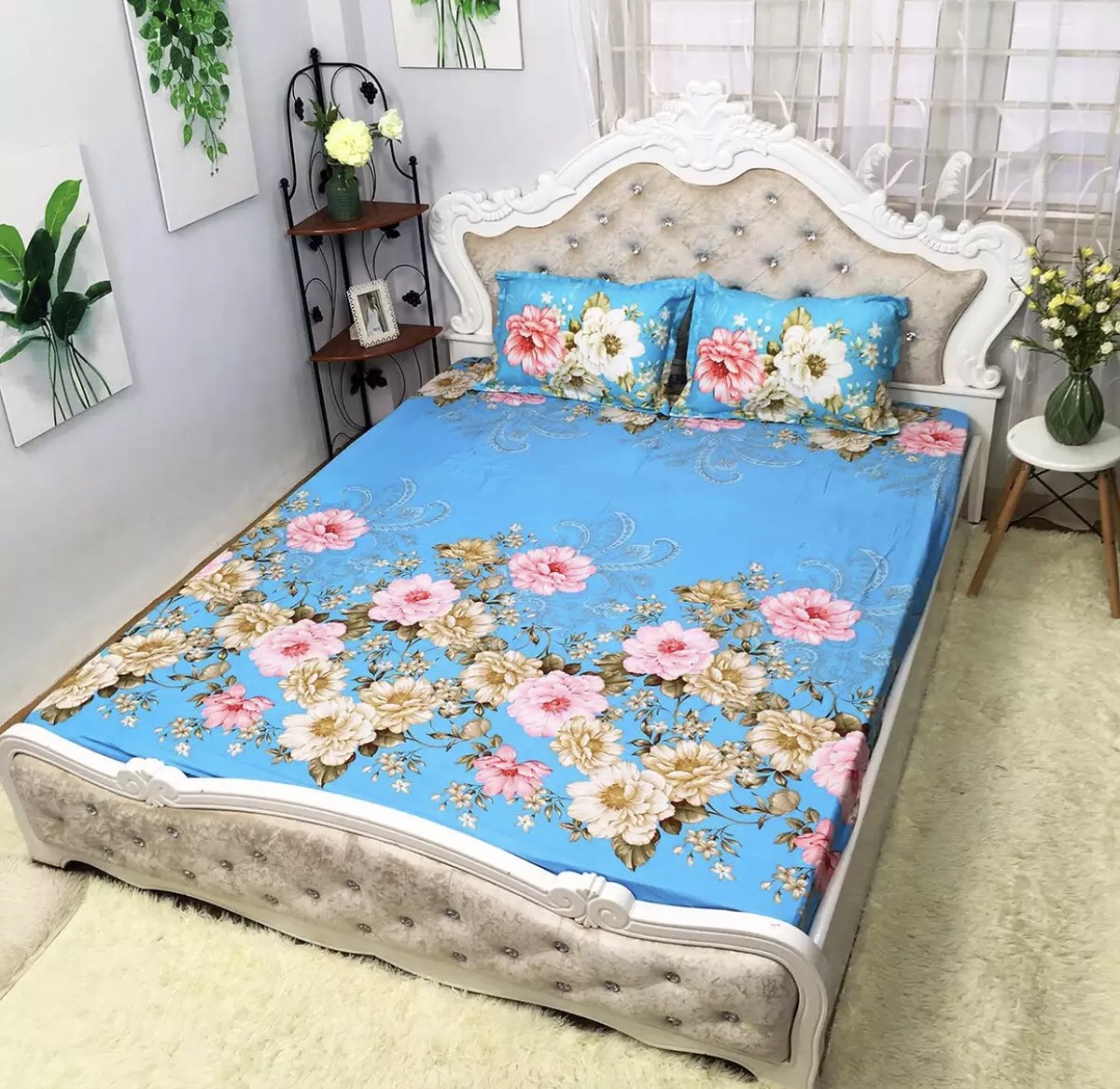 Bộ Chăn Ga Gối Cotton Poly - Hình Trà Xanh ( 3 Món , 4 Món , 5 Món )
