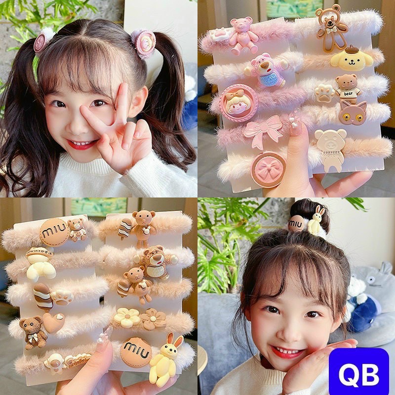 Set 2 kẹp tóc dây chuỗi ngọc bướm nhiều màu siêu cute cho bé