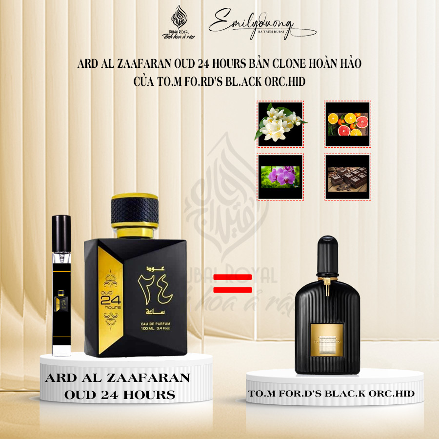 Nước hoa DuBai Oud 24 Hours Ard Al Zaafaran dành cho nam và nữ hương thơm bí ẩn nồng nàn 100 ml