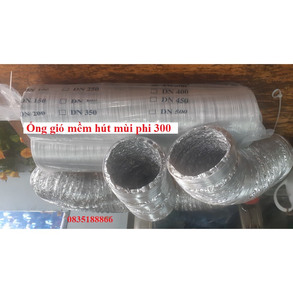 Ống gió mềm hút mùi không bảo ôn phi 300 dài 8m