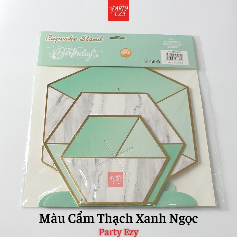 KỆ THÁP BÁNH CUPCAKE 3 TẦNG MÀU CẨM THẠCH