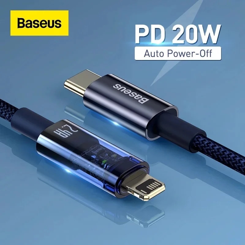 Cáp Sạc nhanh Tự Ngắt Gen2 Baseus Explorer Series cho iPhone/ iPad (Type C to Lightning Auto Power-Off, PD 20W Fast Charging Data Cable )