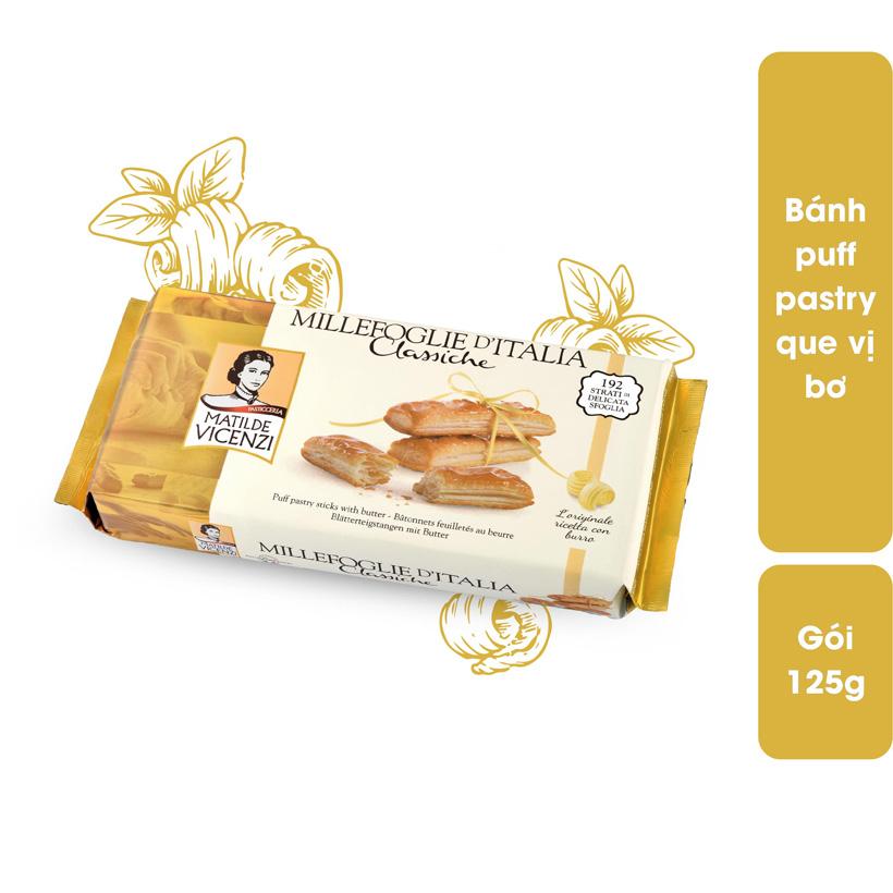 Bánh giòn Puff Pastry que vị bơ Millefoglie D'italia Classiche Vicenzi gói 125g, nhập khẩu Ý HSD, 30/08/2022