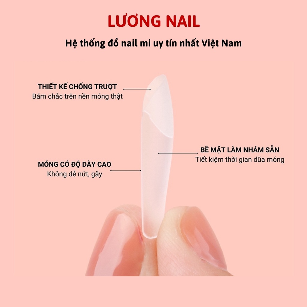 Móng úp HSM nhám sẵn  đủ 4 form hộp 500 móng