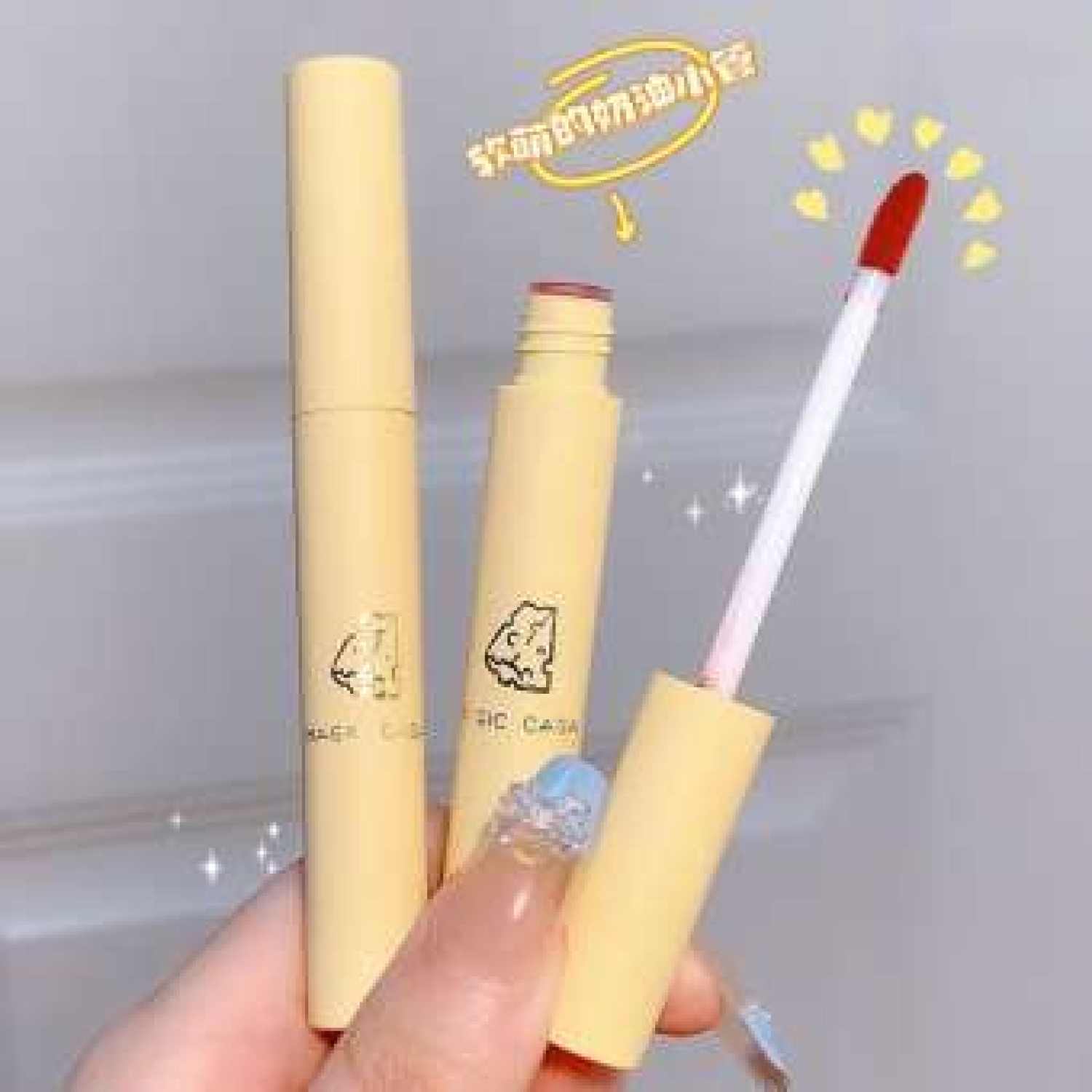 Set 5 son kem lì phô mai vàng magic casa | set 5 son môi magic casa chất nhung lì thiết kế hình phô mai độc đáo | bộ 5 thỏi son kem magic casa phô mai nội địa trυng