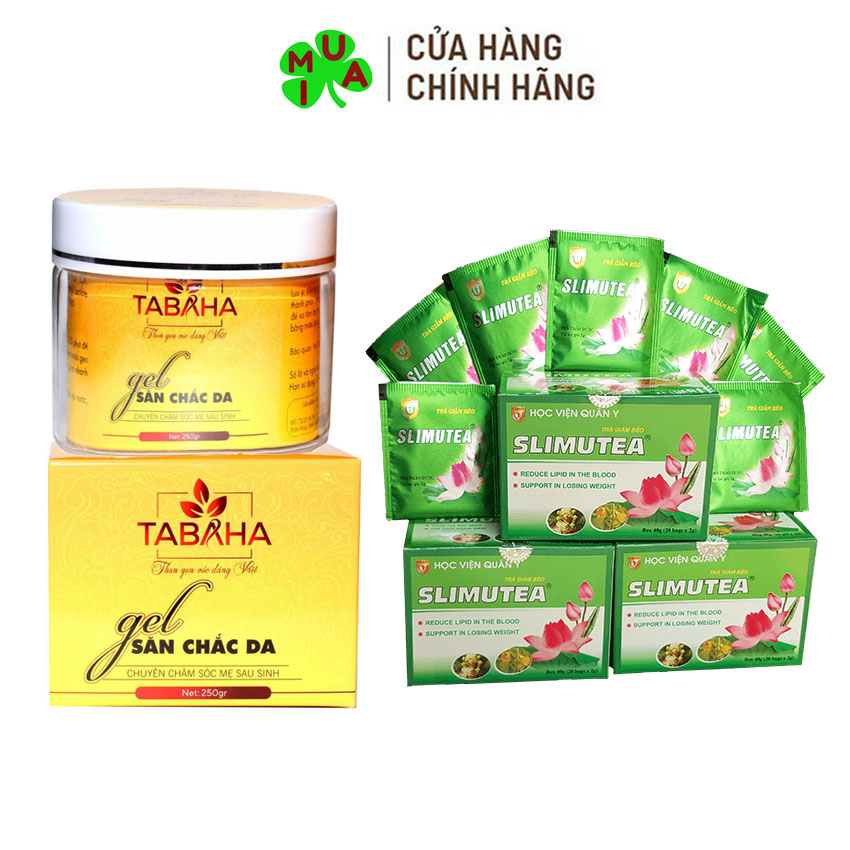 [HCM]Liệu trình giảm cân Kem tan mỡ Tabaha (250g) và 3 Trà giảm cân Slimutea học viện quân y