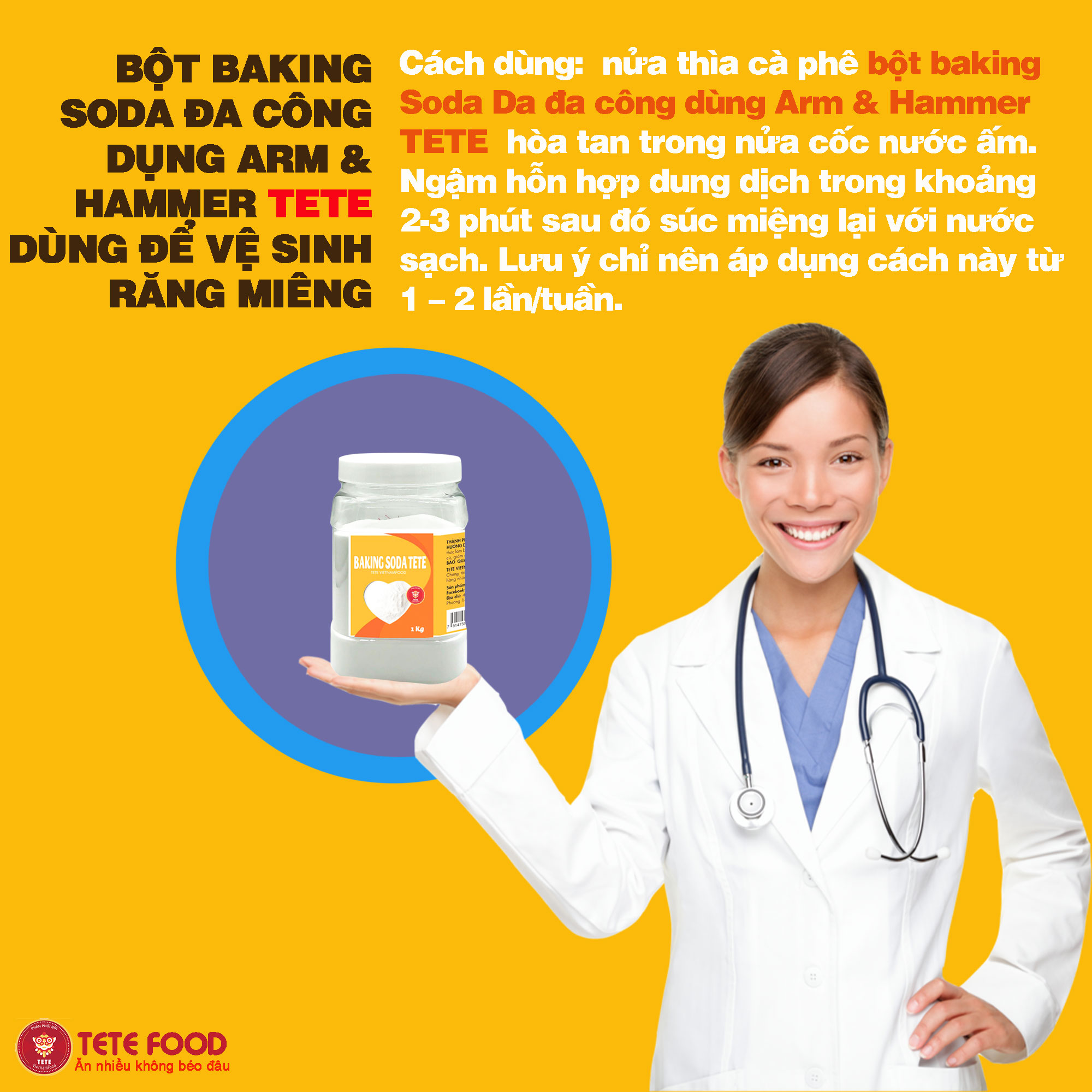 1kg Bột Baking Soda Đa Công Dụng Arm & Hammer TETE