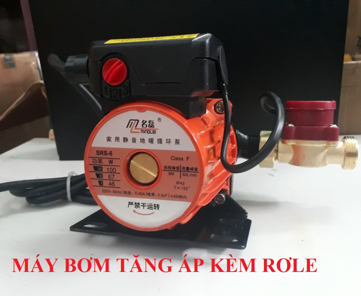 Máy Bơm Tăng Áp 100W - kèm rơle tự ngắt - Máy bơm trợ lực nước nóng, trợ lực máy giặt