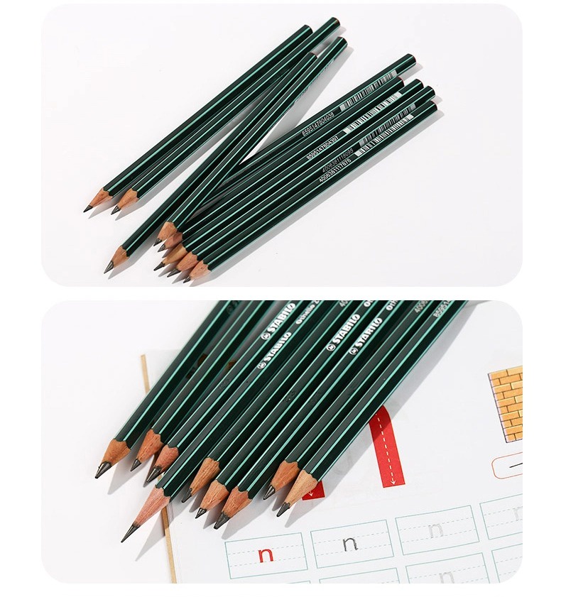 Bộ 3 bút chì gỗ phác thảo STABILO Othello PC282 (sọc xanh trắng)