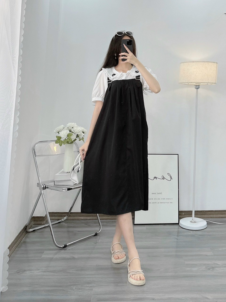 Đầm bầu-váy bầu tuyết nhung dáng suông đuôi cá cách điệu freesize bầu bí bon chen thoải mái
