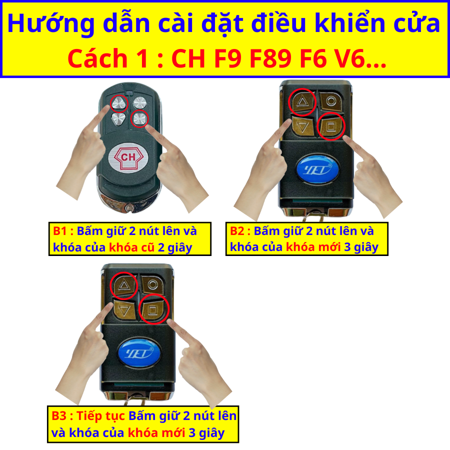 Chìa khóa Remote cửa cuốn CH F9 S89 F6 V6 học thông minh
