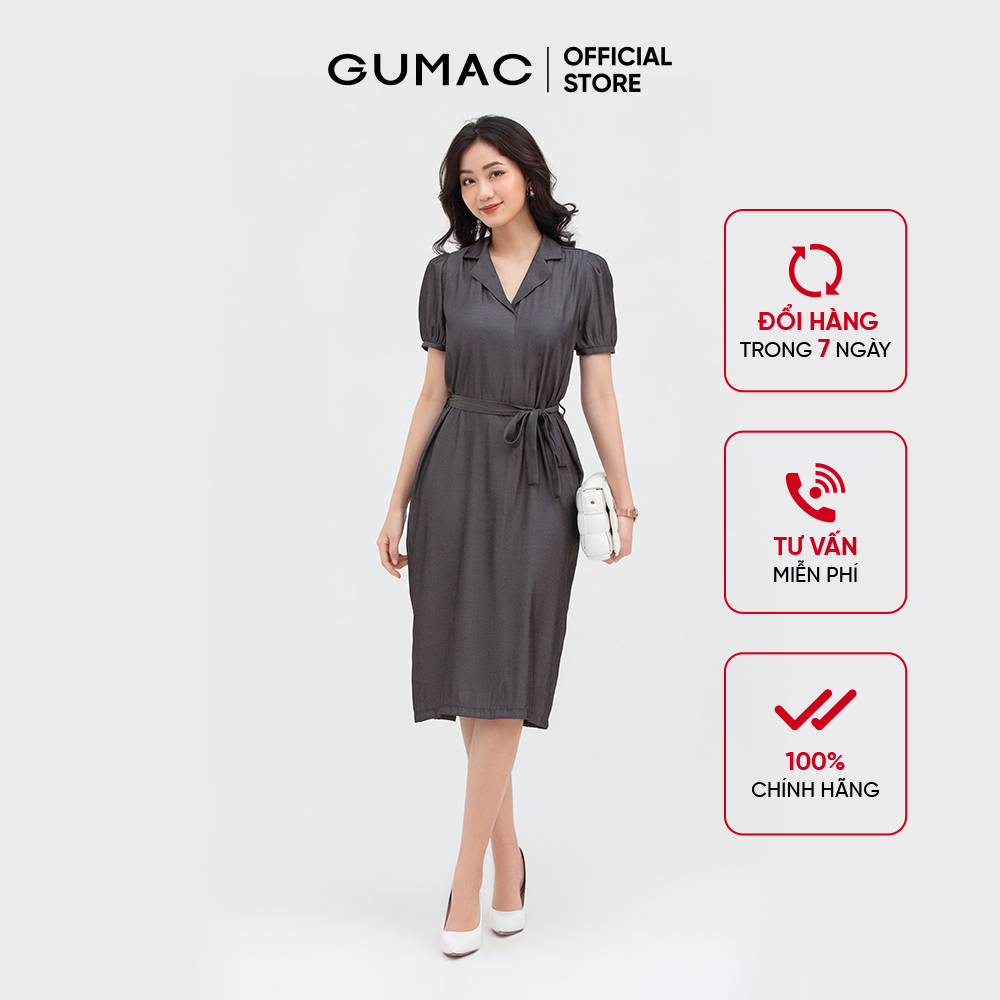 Đầm nữ  suông buộc eo mẫu mới GUMAC DB872