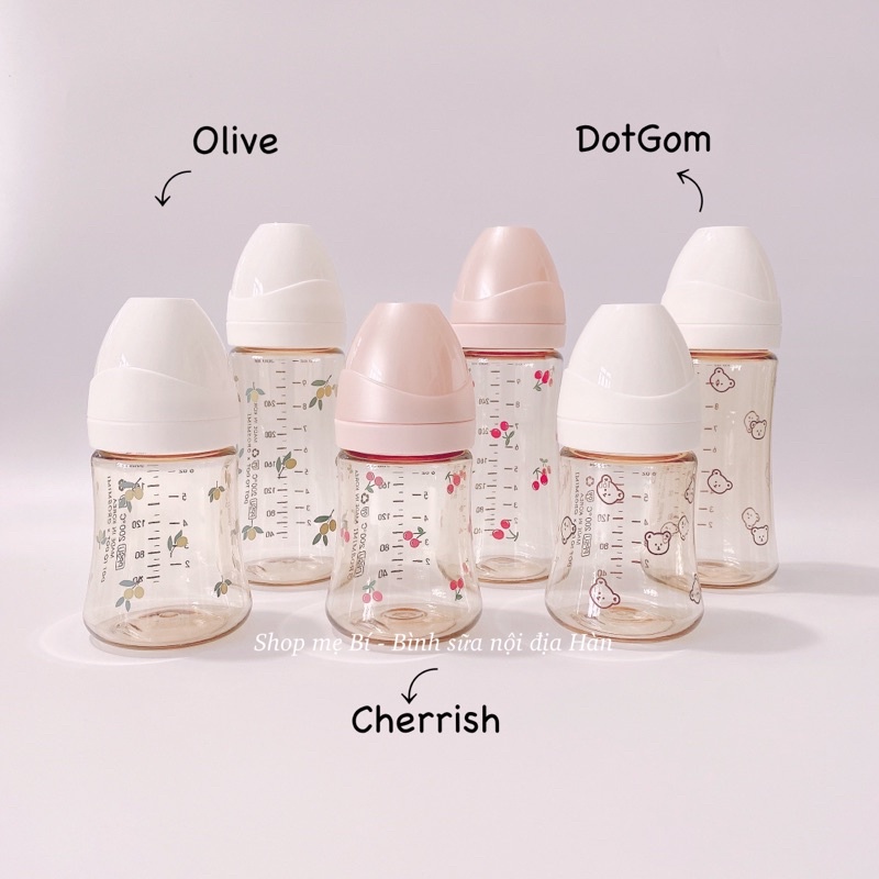 Bình sữa Olive /Cherry/ Bear  200-300ml (1b tách set không hôp)
