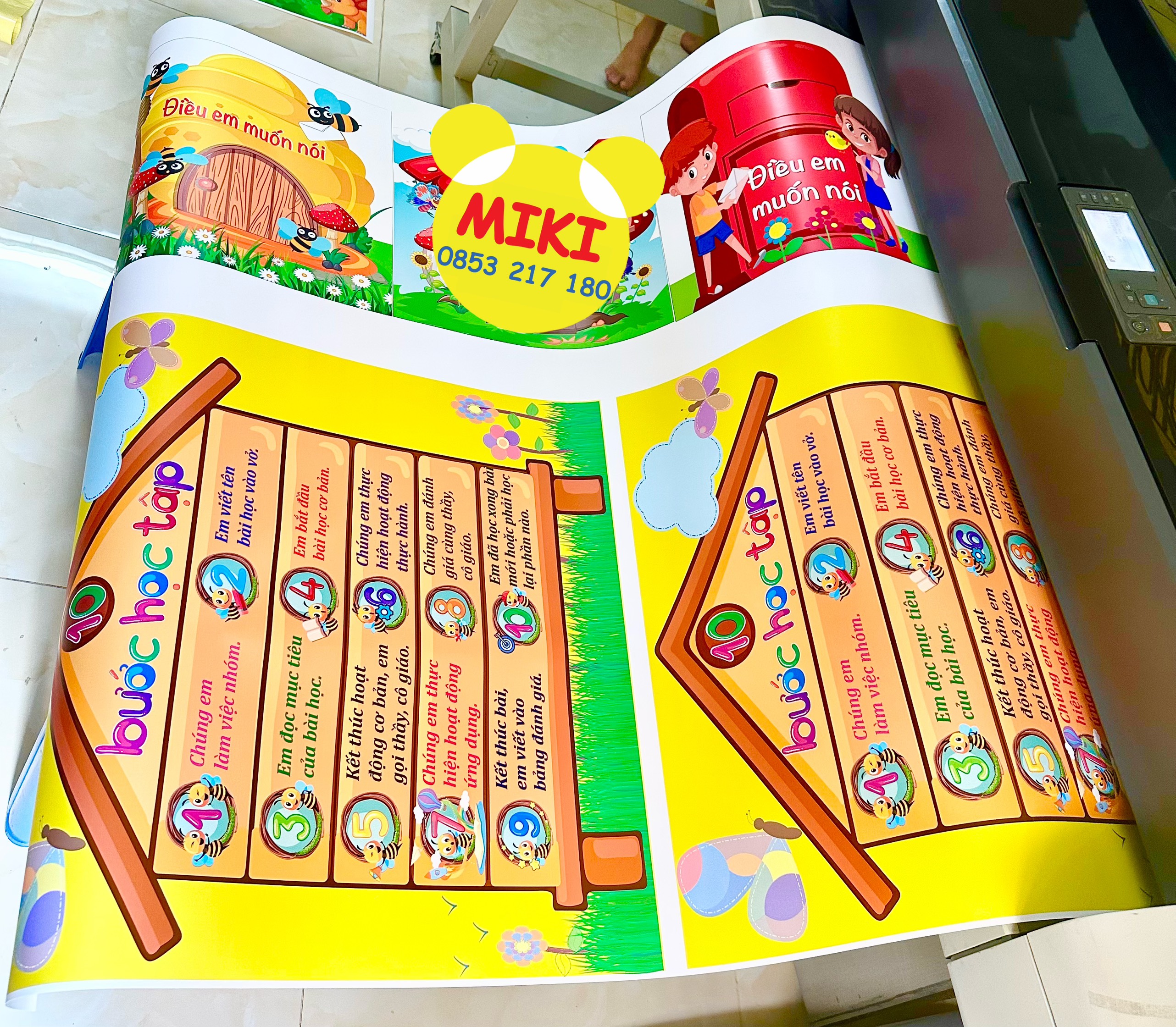 Tranh decal 10 bước học tập - trang trí lớp