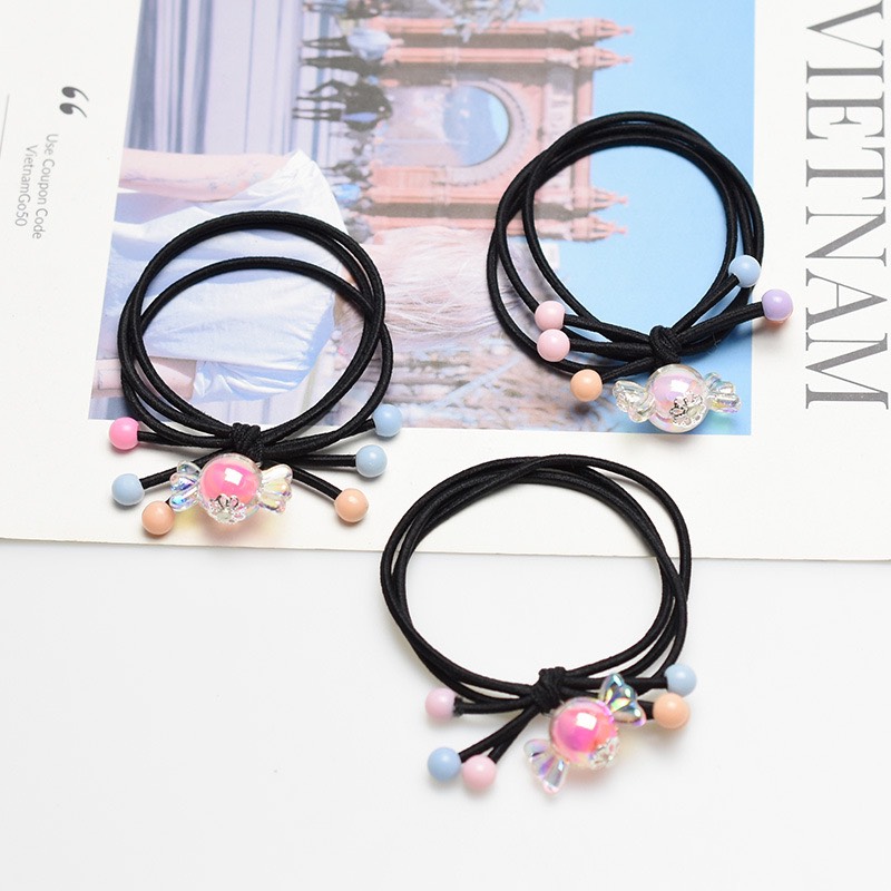 Set 20 Dây Cột Tóc Hàn Quốc Nơ Có Hạt - Màu Ngẫu Nhiên