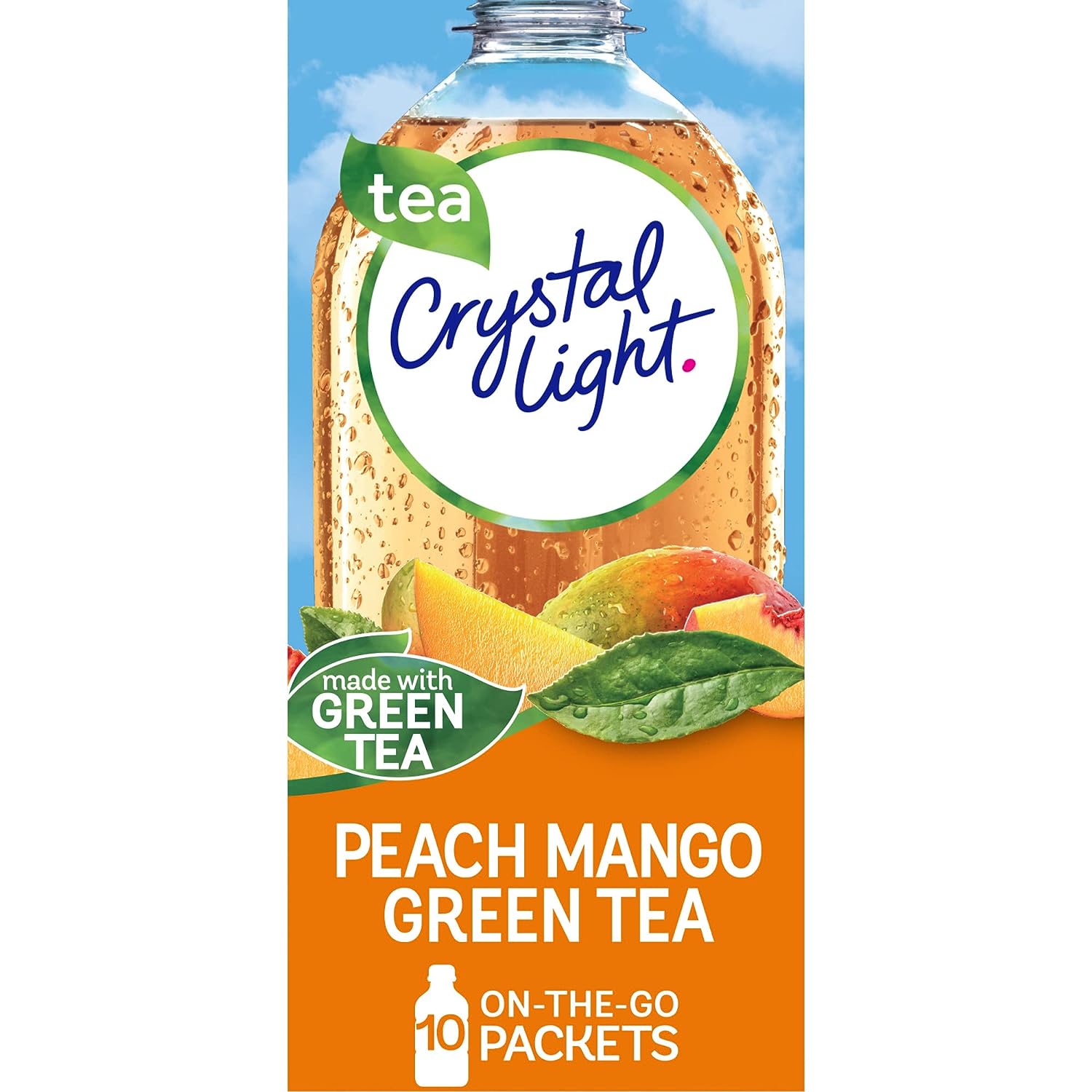 Bột uống nước trái cây đào xoài Crystal Light Sugar-Free Peach Mango Green Tea On-The-Go Powdered Drink Mix