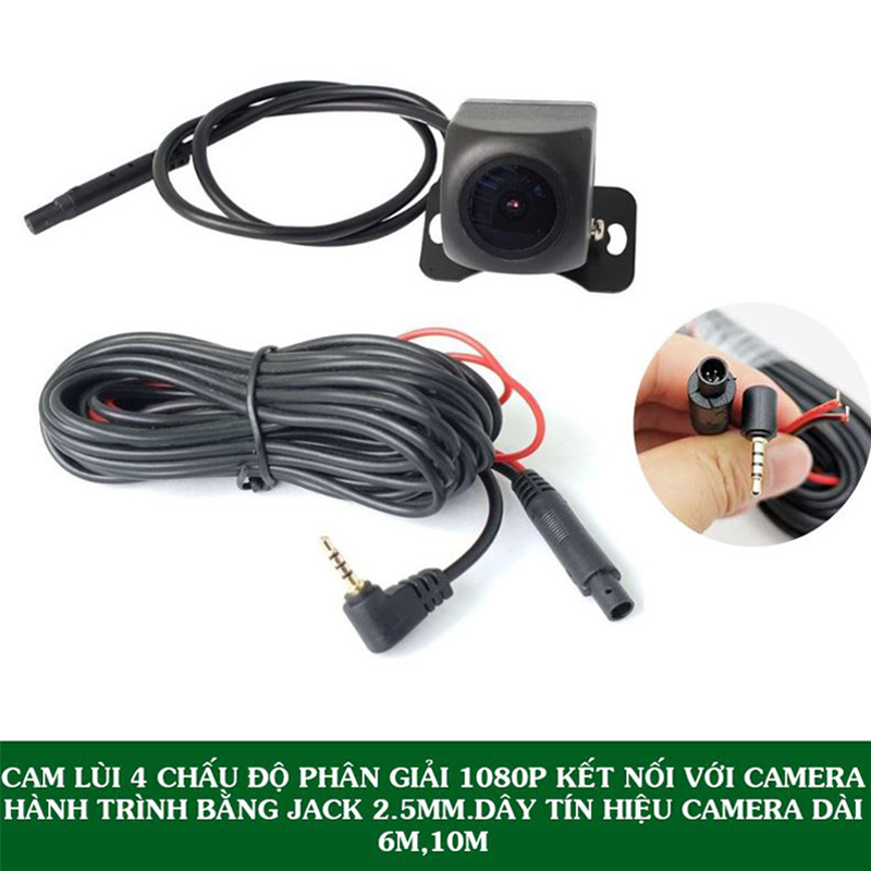 Camera lùi 4 chân dùng với camera hành trình gương chiếu hậu qua jack 2.5mm