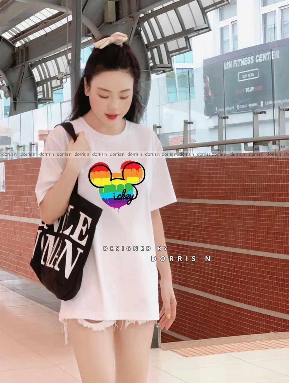 Áo thun nữ MICKEYchất liệu cotton 100% form rộng co giãn 4 chiều kiểu dáng basic