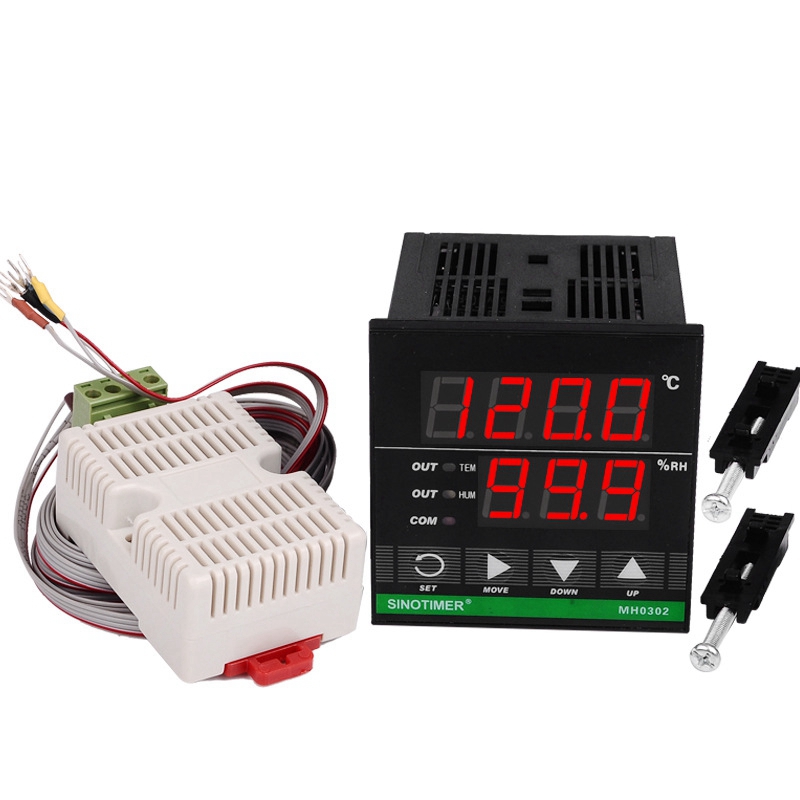 SINOTIMER Temperature Humidity Controller, MH0302 Panel Mounted Digital Temperature and Humidity Controller Sensor