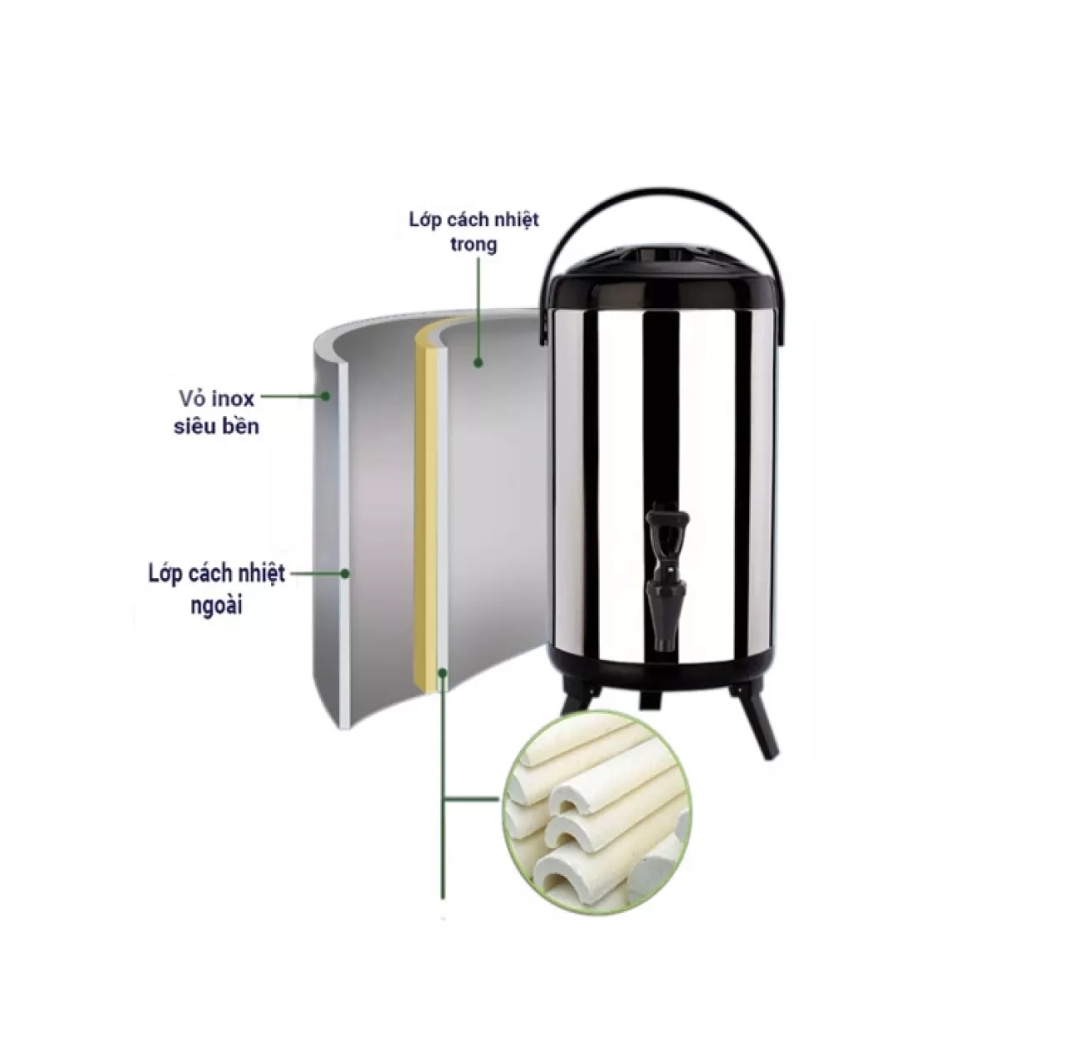 BÌNH Ủ TRÀ SỮA INOX 6L (CÓ CÁC DUNG TÍCH 6L-8L-10L-12L )