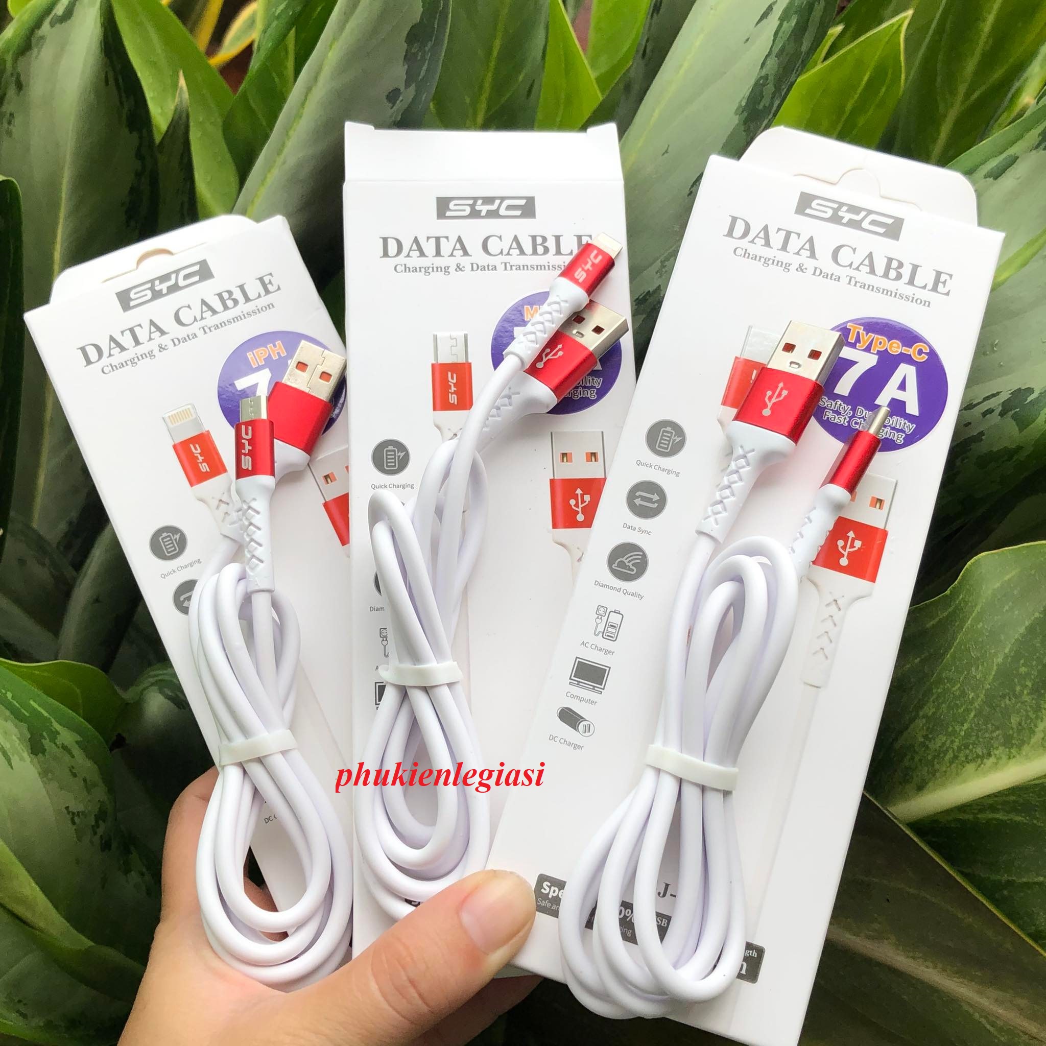 XÃ HÀNG THANH LÝ Cáp sạc SYC GJ10 đầu micro usb, type C, Lightning