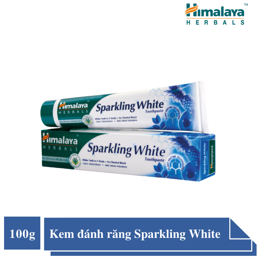 Kem đánh răng thảo mộc giúp làm trắng răng Himalaya Sparkling White Toothpaste 100g