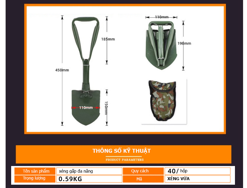 Bộ dụng cụ cuốc xẻng đa năng gấp gọn TUOSEN / Tuo Sen