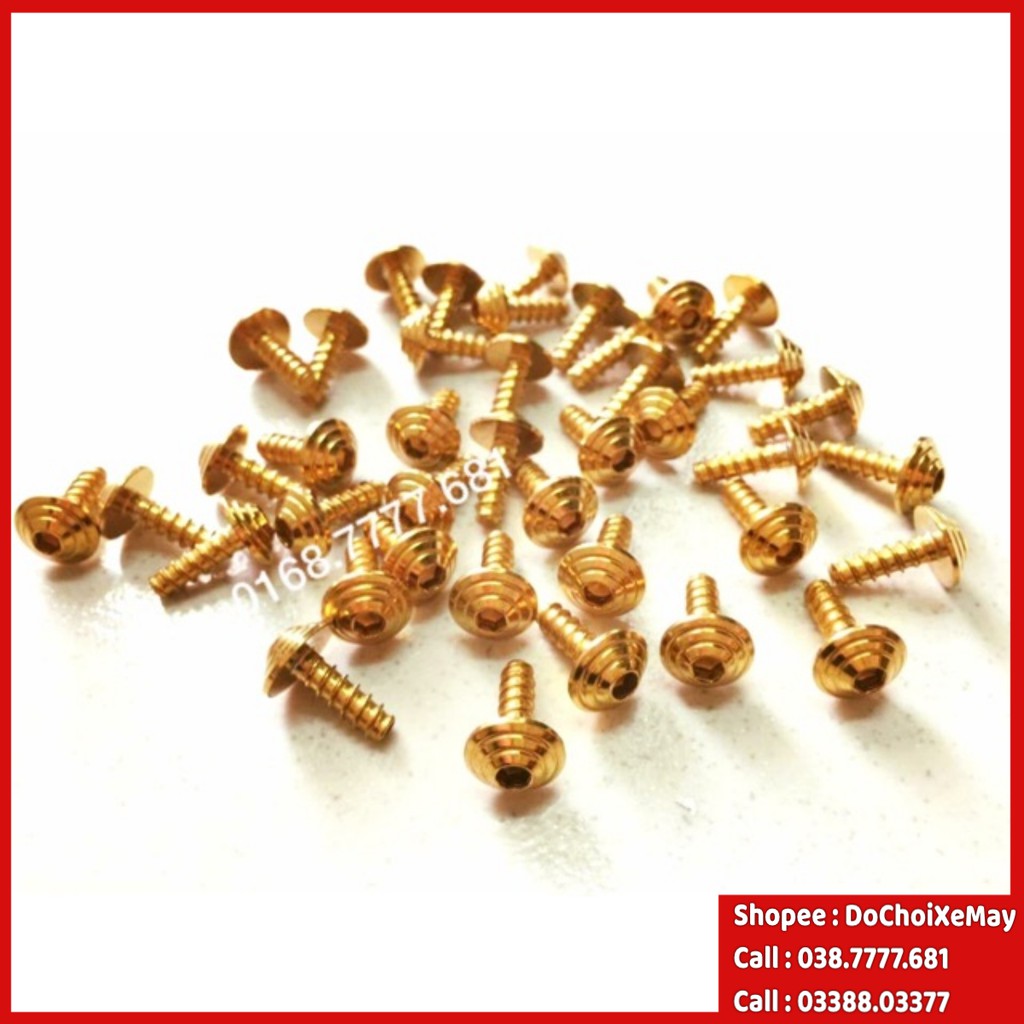 Ốc dàn áo yamaha honda đầu dù xi vàng và titan chính hãng heng thailand
