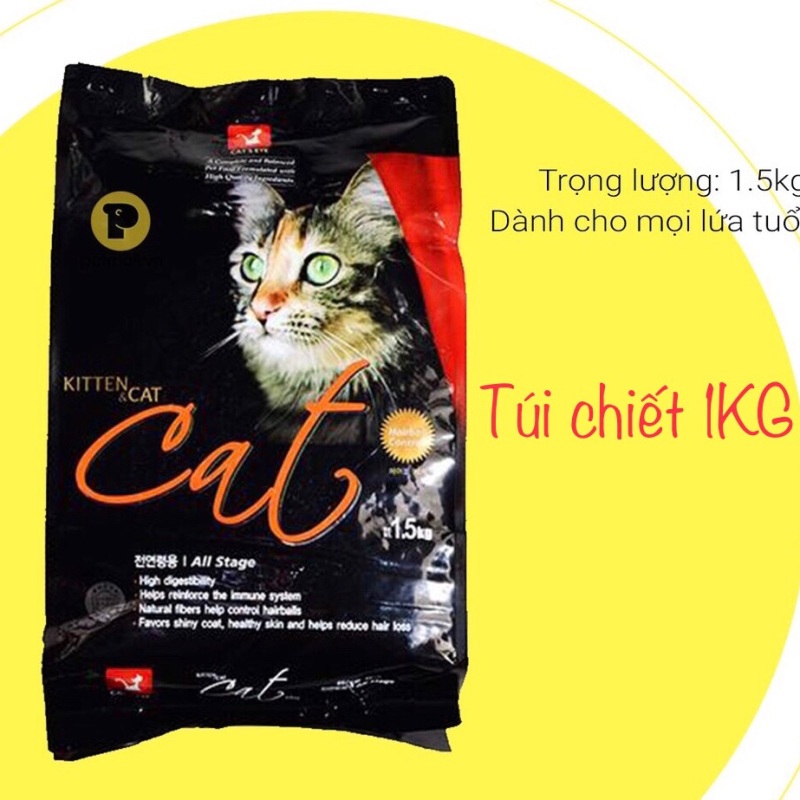 Thức ăn hạt Cateye Hàn Quốc dành cho mèo mọi lứa tuổi - Ngăn ngừa búi lông, hỗ trợ tiêu hoá