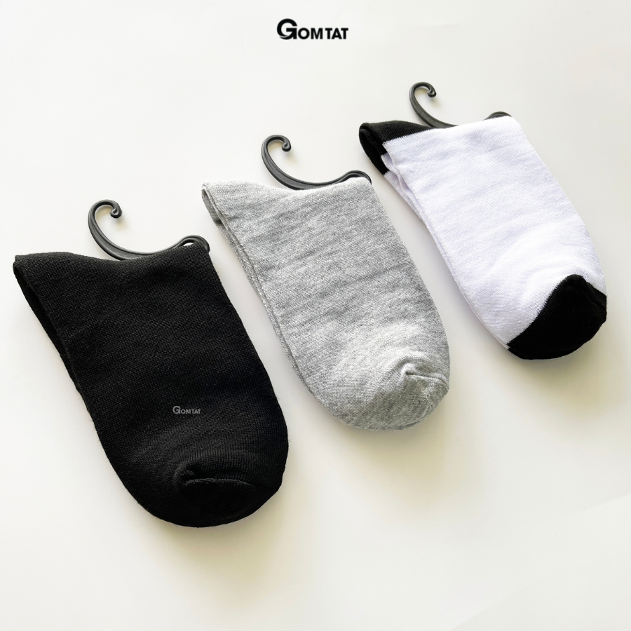 Combo 5 Đôi Tất Trơn Cổ Cao Nam Nữ GOMTAT, Vớ Cổ Cao Unisex Trơn Màu Vải Cotton Chuẩn Xuất Nhật - TRONCAO-VNXK-CB5