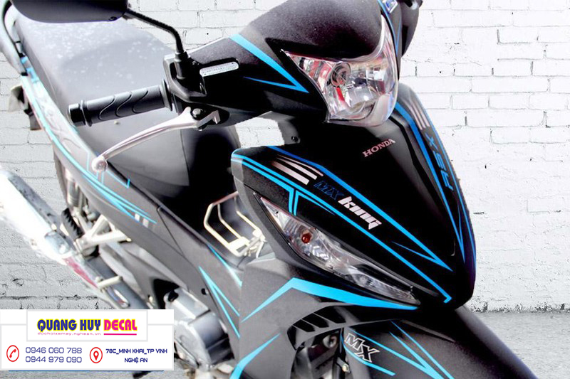 Tem trùm xe wave RSX đen chỉ xanh - Độ dán team trùm decal xe máy wave RSX đen chỉ xanh - Team trùm decal xe máy wave rẻ đẹp và chất