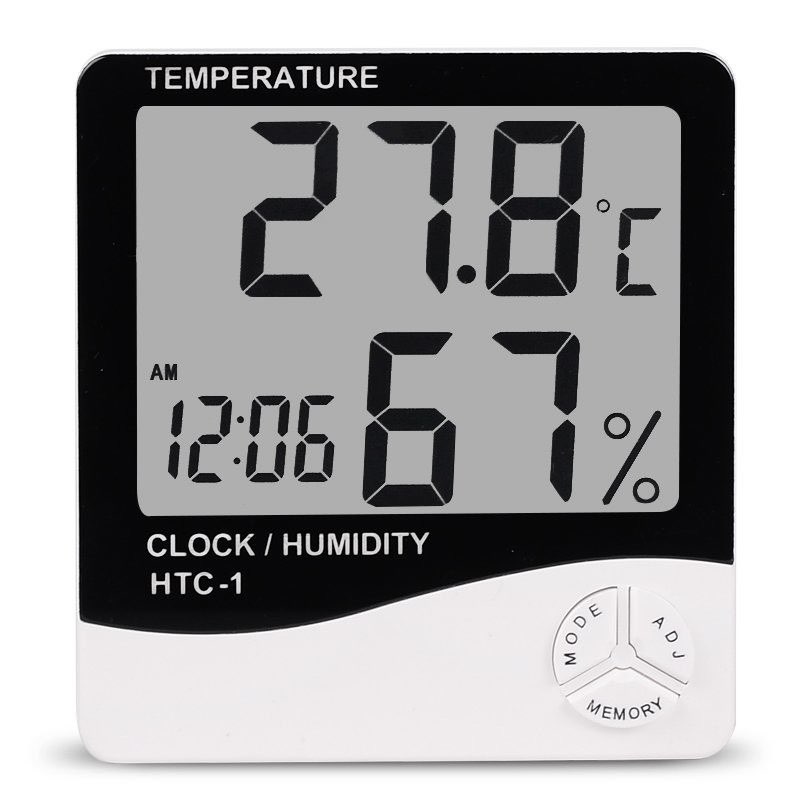 Máy Đo Nhiệt Độ & Độ Ẩm Màn LCD Có Sẵn Pin