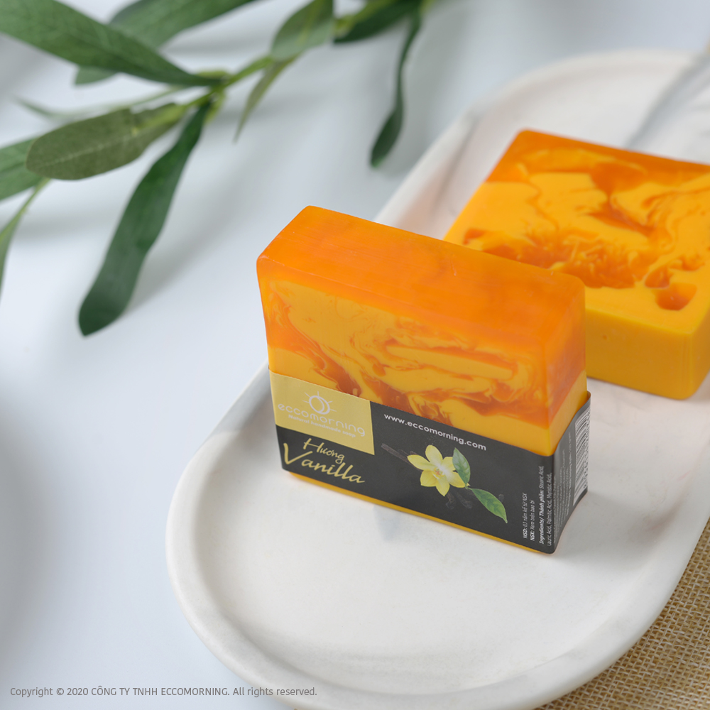 Xà Bông Thiên Nhiên Handmade eccomorning Hình Vuông Hương Vani - Vanilla Soap
