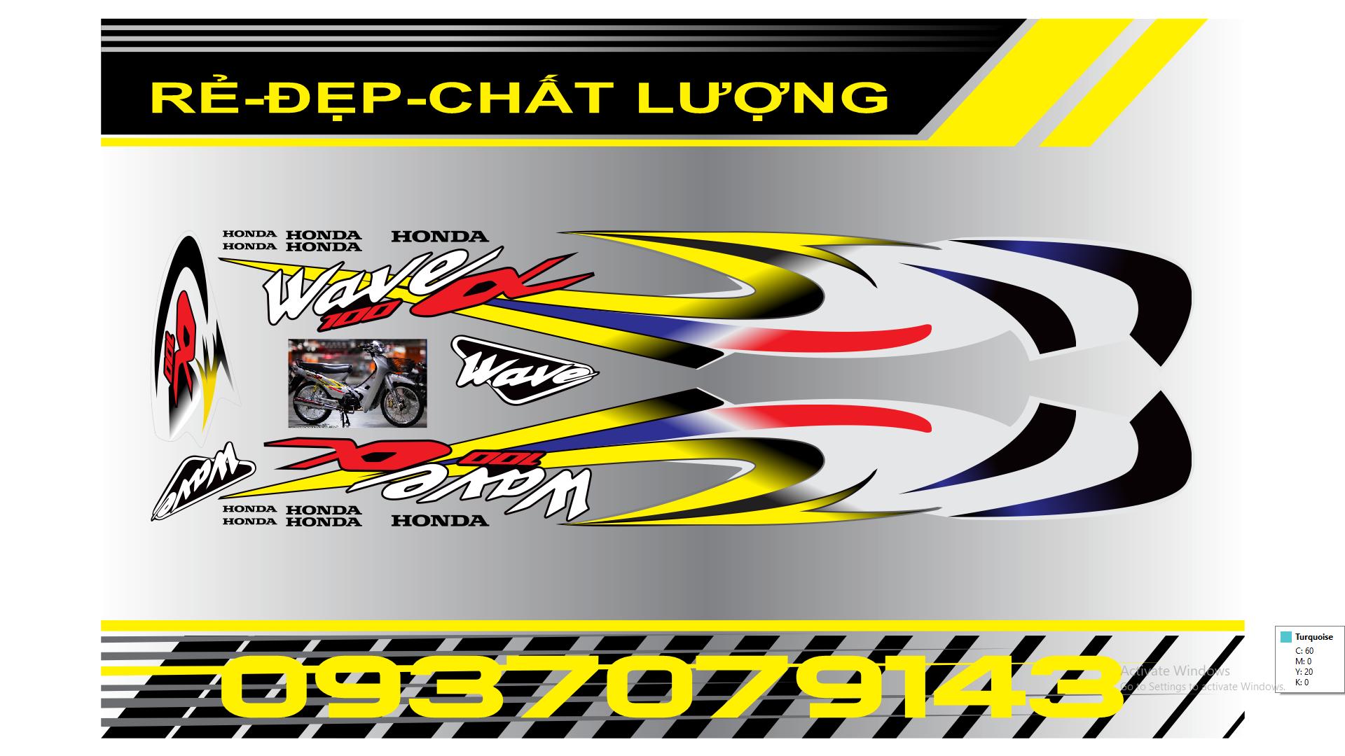 Tem xe wave nhỏ vàng bạc