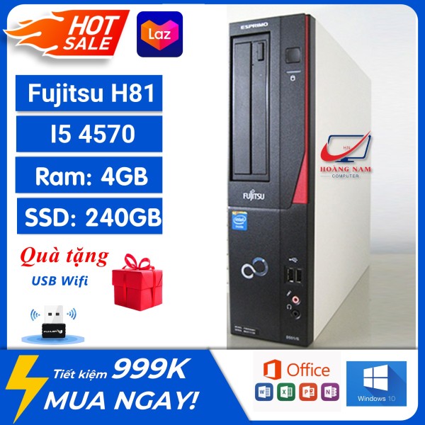 Máy Tính Đồng Bộ Core i5 ⚡Freeship⚡ Cây Máy Tính Cũ Giá Rẻ Fujitsu H81 (i5 4570/Ram 4G/SSD 240GB) - Tặng USB Wifi - Bảo Hành 12 Tháng