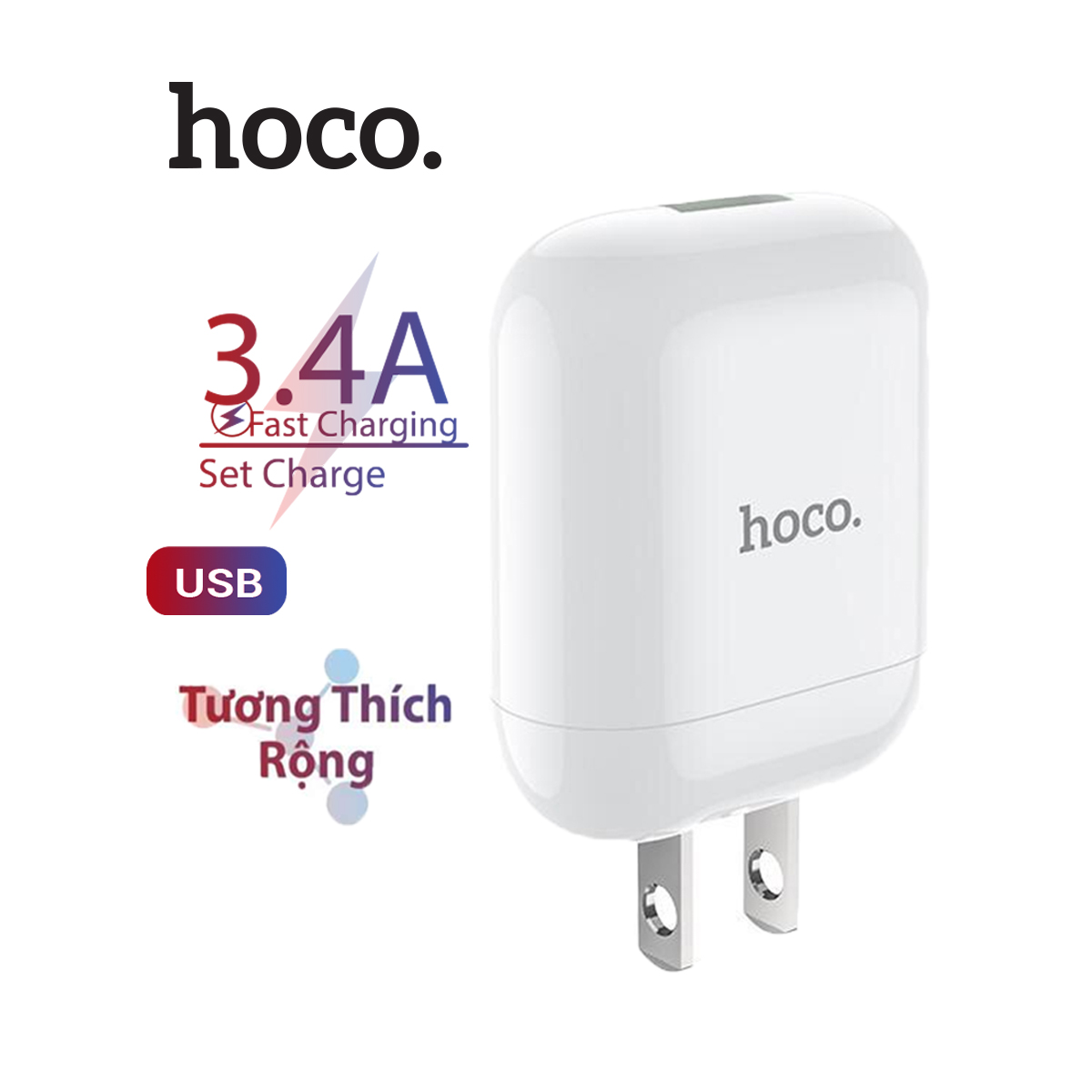 Dock sạc nhanh hoco hk2 cổng usb 5v/3.4a cho iphone ipad samsung huawei xiaomi oppo máy chơi game