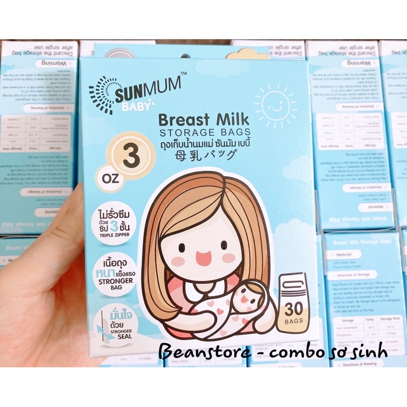 Túi trữ sữa sunmum thái lan 100ml - hộp 30c