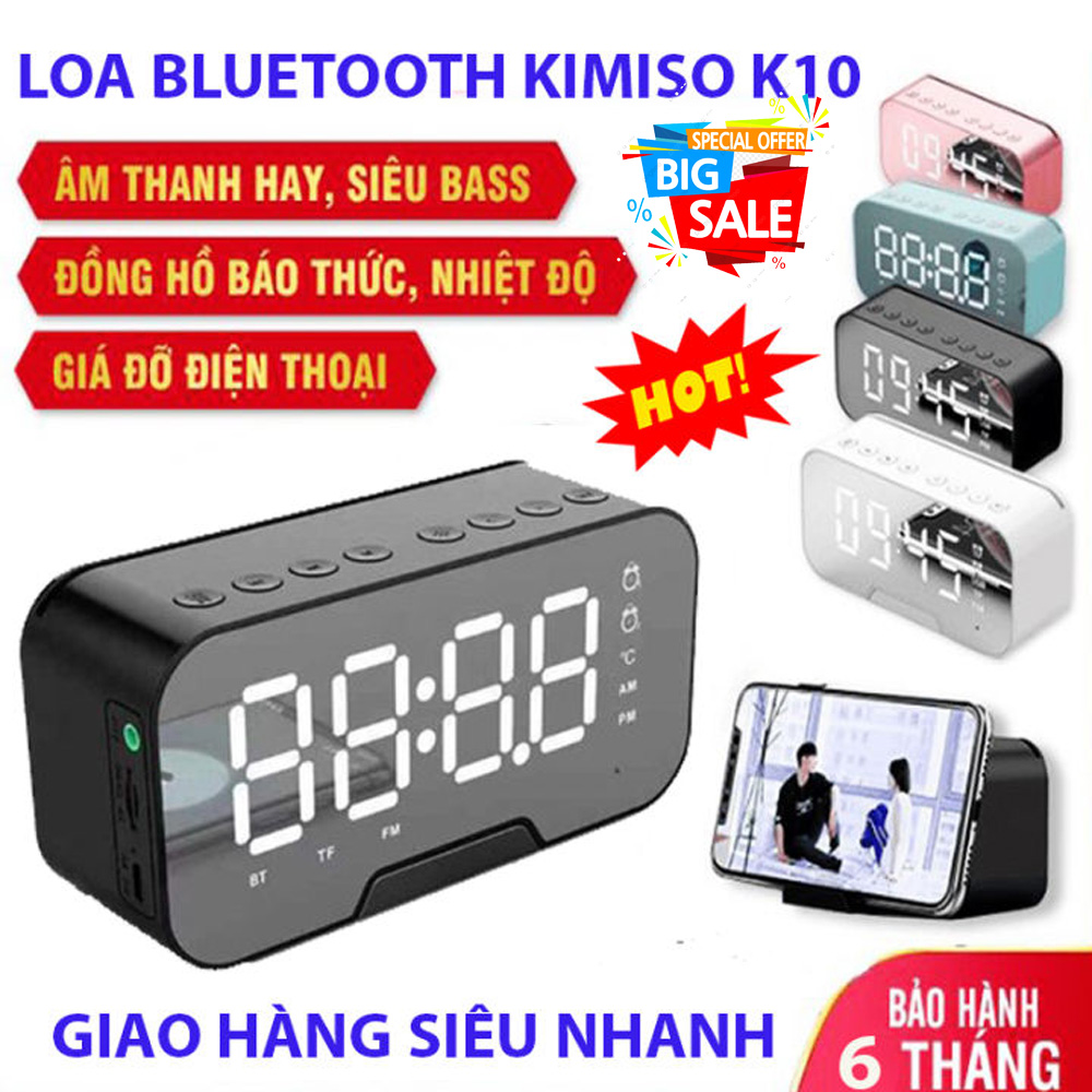 Loa Bluetooth kiêm đồng hồ báo thức - Tích hợp làm đèn ngủ đèn led hiển thị giờ - Loa không dây bluetooth