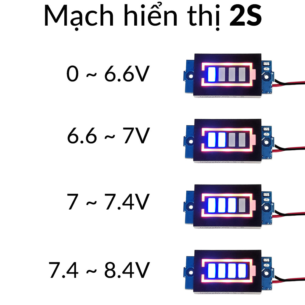 Mạch hiển thị mức năng lượng pin 2S 8.4V