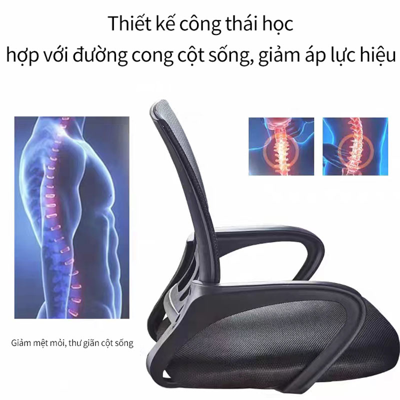 Ghế văn phòng với mặt lưới thoải mái thời thượng, XOAY 360 độ học,Thiết kế công thái học,Mặt ghế rộng, ngồi thoải mái