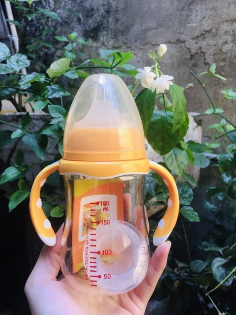 Bình cổ rộng TOOM ( Tặng kèm 01 núm ty + van chống sặc ) có tay cầm 180ml/260ml